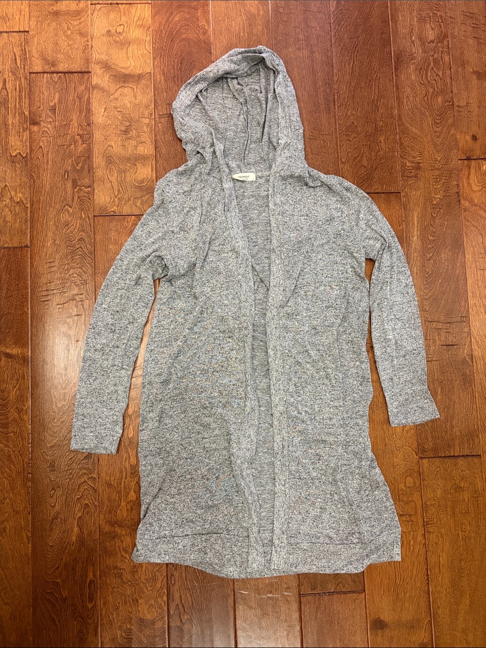 Soft Open-Front Hooded Cardigan in Heather Gray